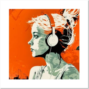 Excessivism Art White Woman Listening Music Lover Throw Posters and Art